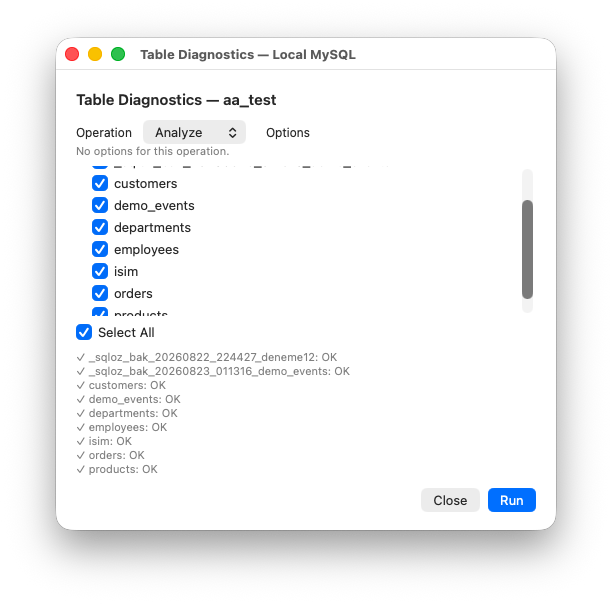 SQLOZ Table Diagnostics and Disk Footprint Visualizer